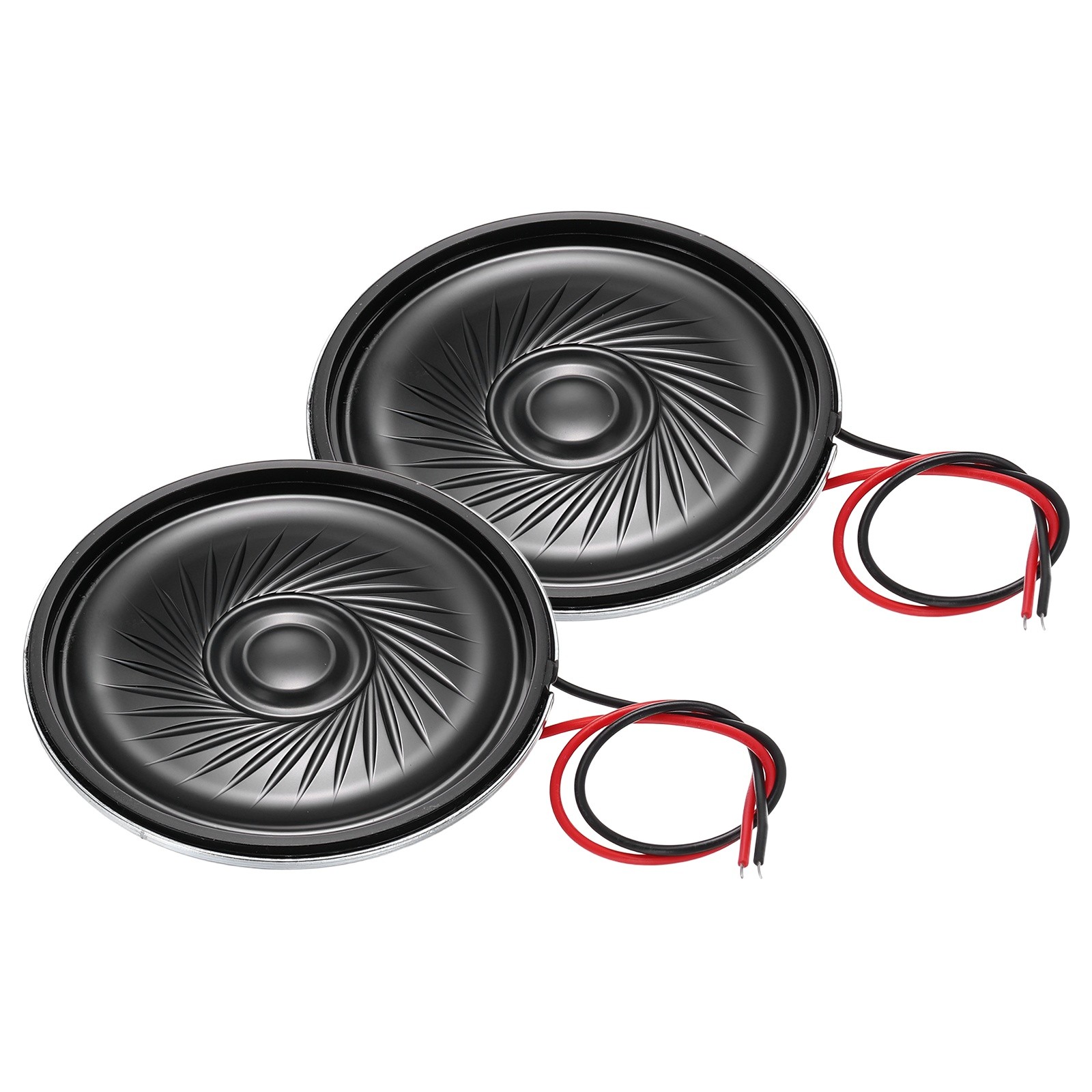 2 Pcs 2W 8 Ohm Small Speakers Metal Round Speaker with Wires, 36x5mm Black