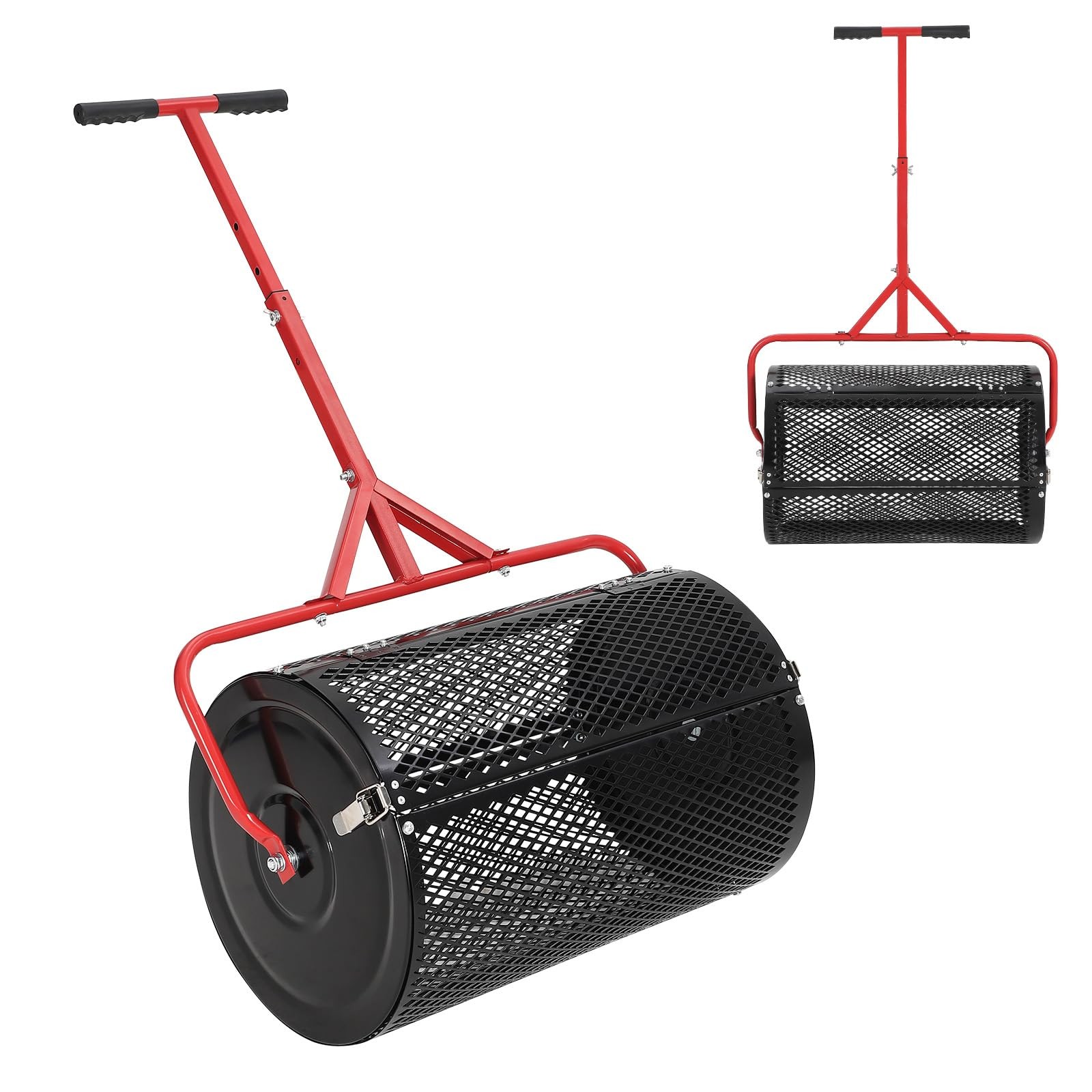 Compost Spreader 24" Top Soil Grass Seed Spreader W/ T Shaped Handle Adjustable