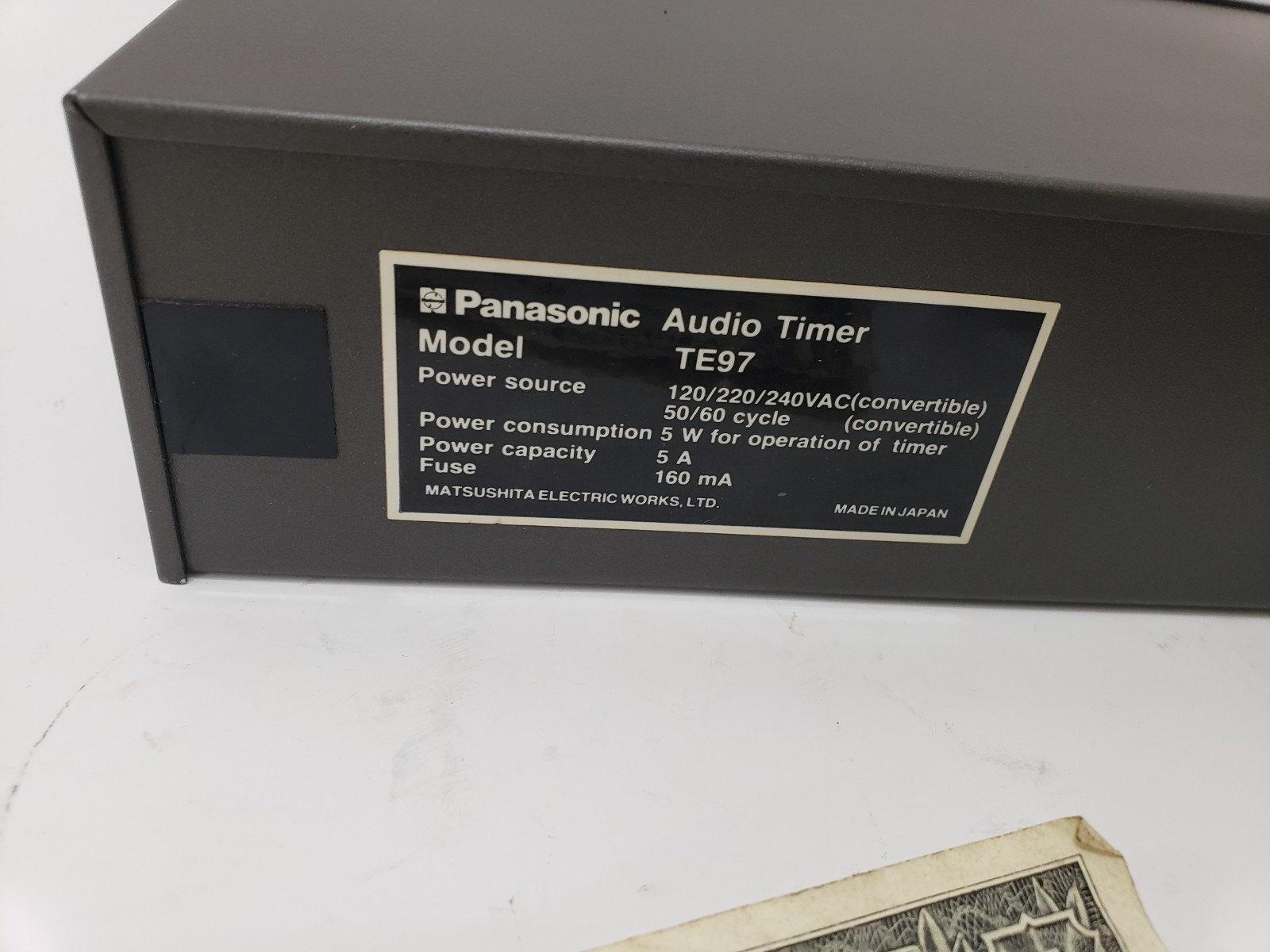 Panasonic Quartz Audio Programmer - Model TE-95 - Powers Up - Untested