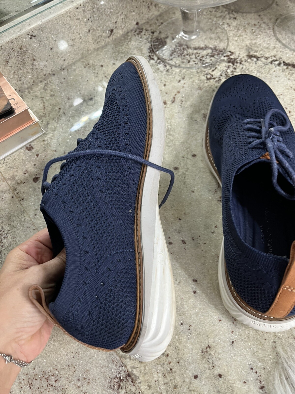 Cole Haan Men's Zerogrand Stitchlite Wingtip Oxford Shoes Blue 9 M