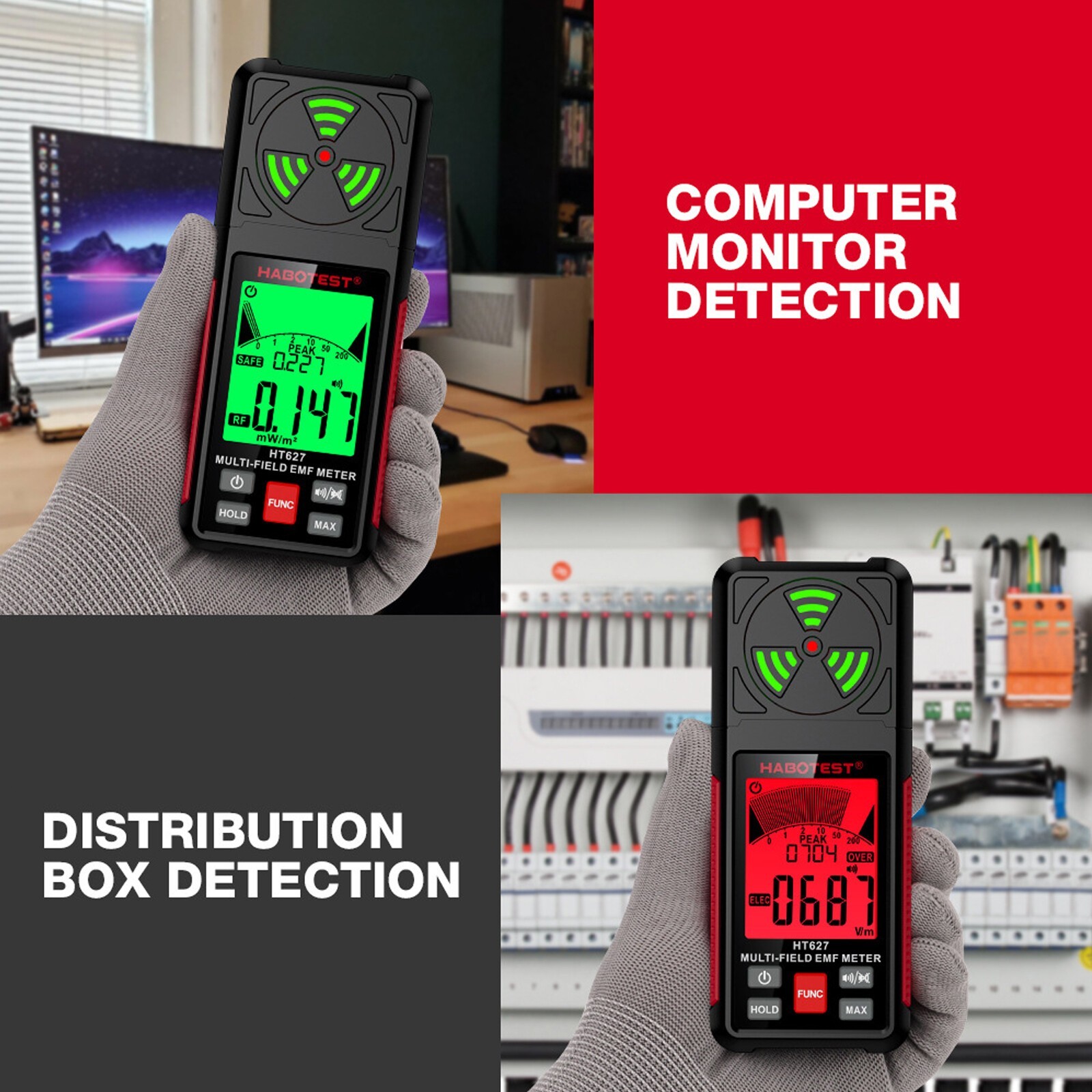 Electromagnetic Radiation Tester Handheld Radio Frequency Field EMF Meter