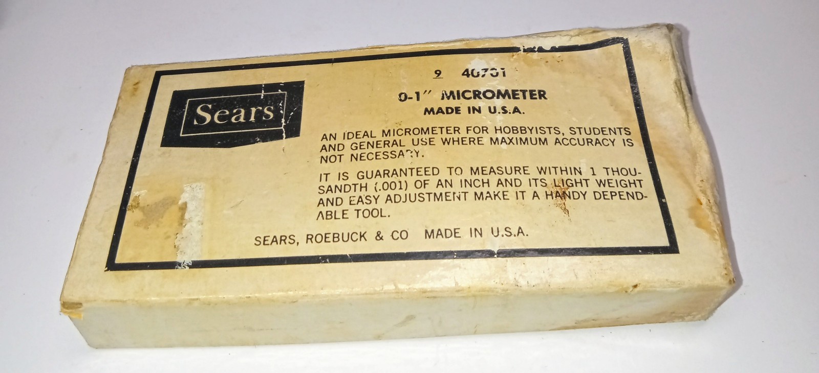 Vintage Sears 40701 0 0-1" Micrometer