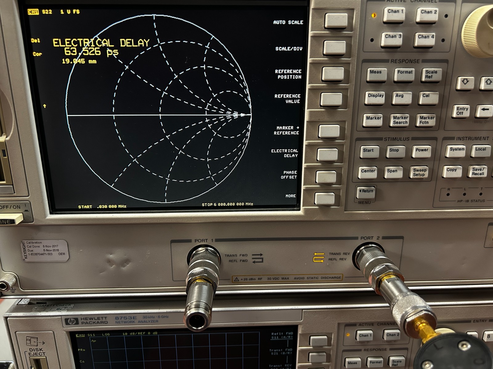 Hewlett Packard 8753ES, S-Parameter Network Analyzer, 30kHz-6GHz, 002, 006 & 010