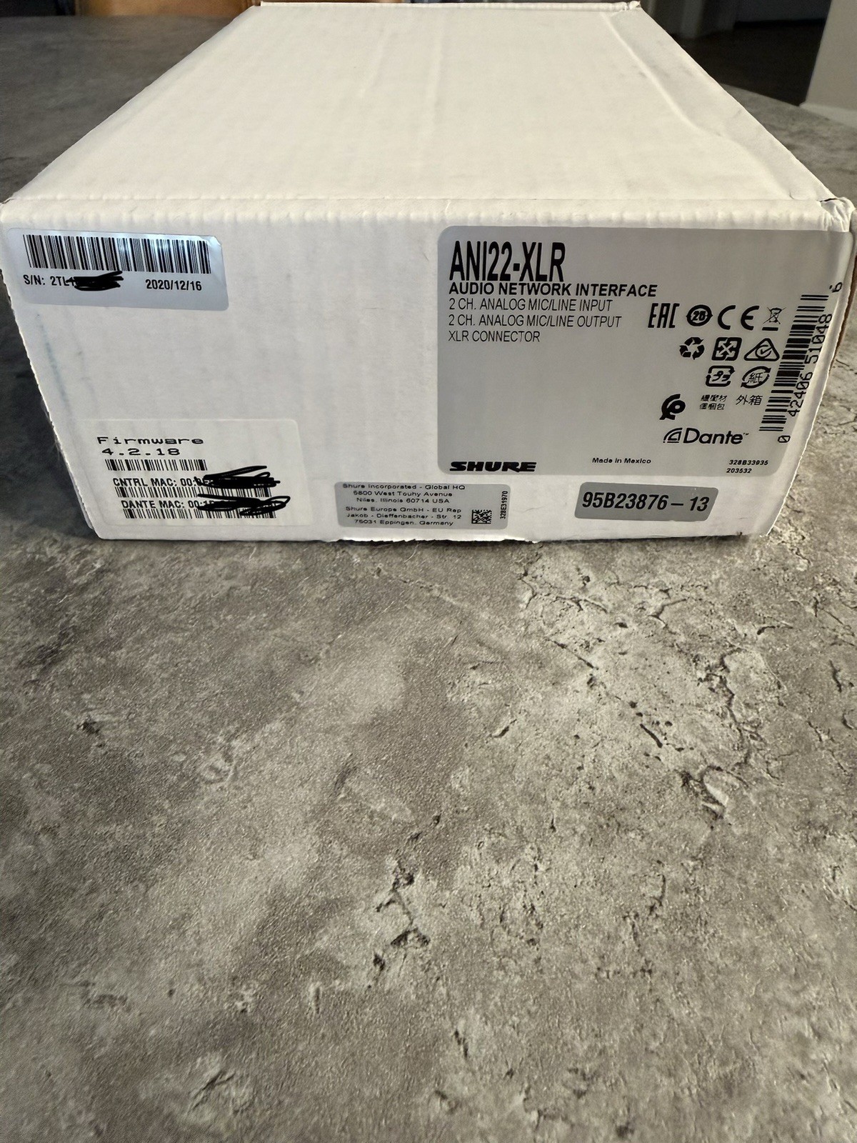 Shure ANI22-XLR Dante Audio Network Interface New Open Box with Bracket