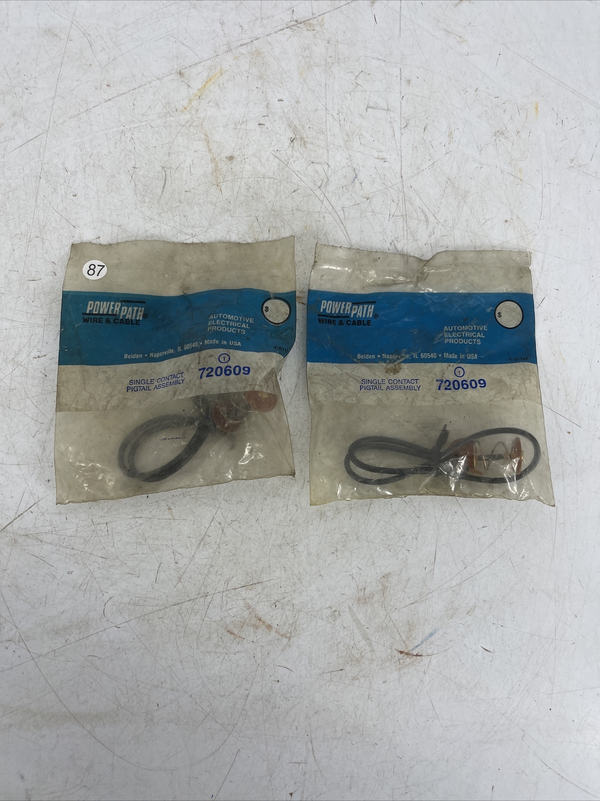 NEW OEM LOT OF 2 Power Path 720609 Single Contact Pigtail Assembly