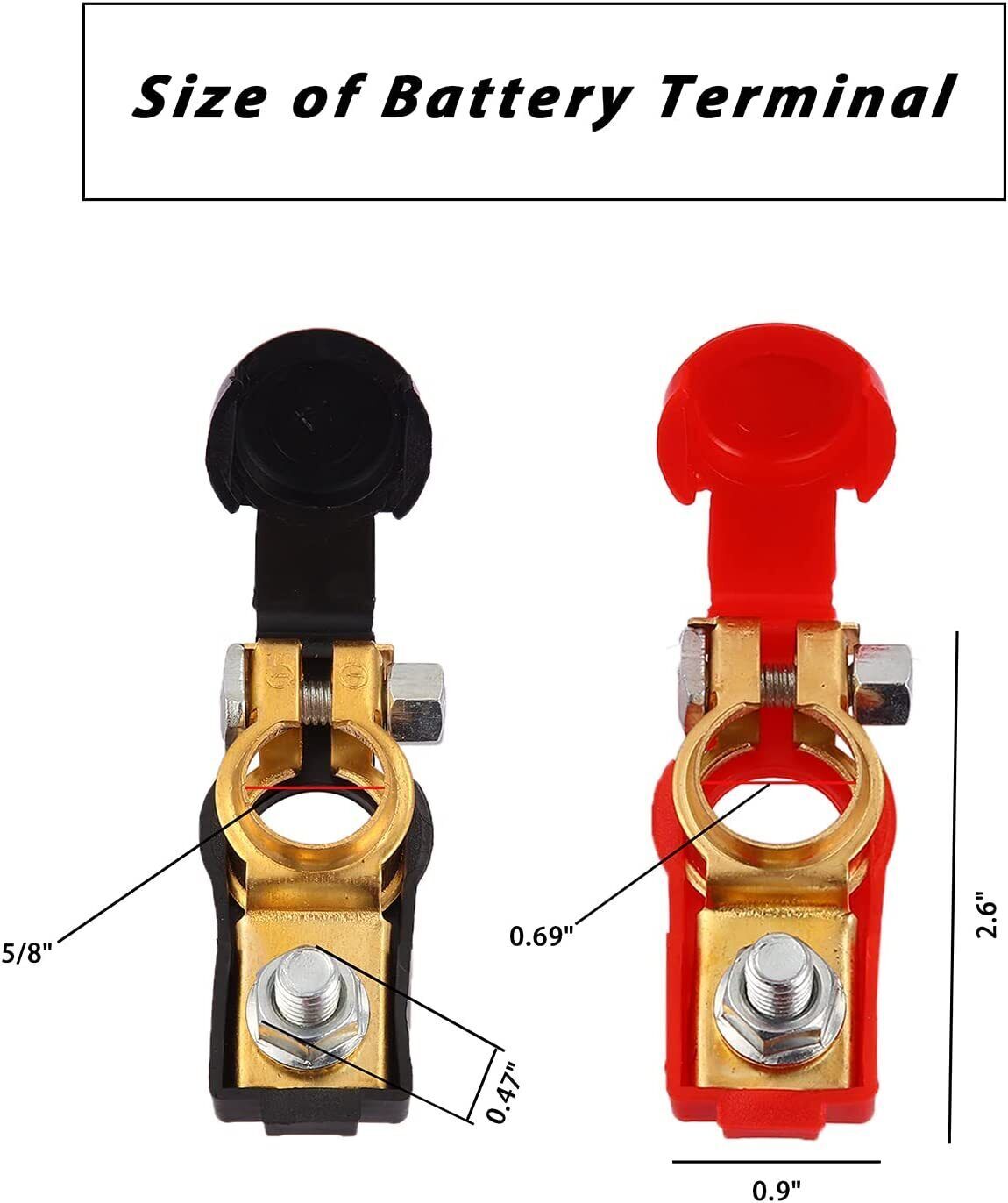2x Car Battery Terminals Cable Ends Connector Clamp Negative Positive for Marine
