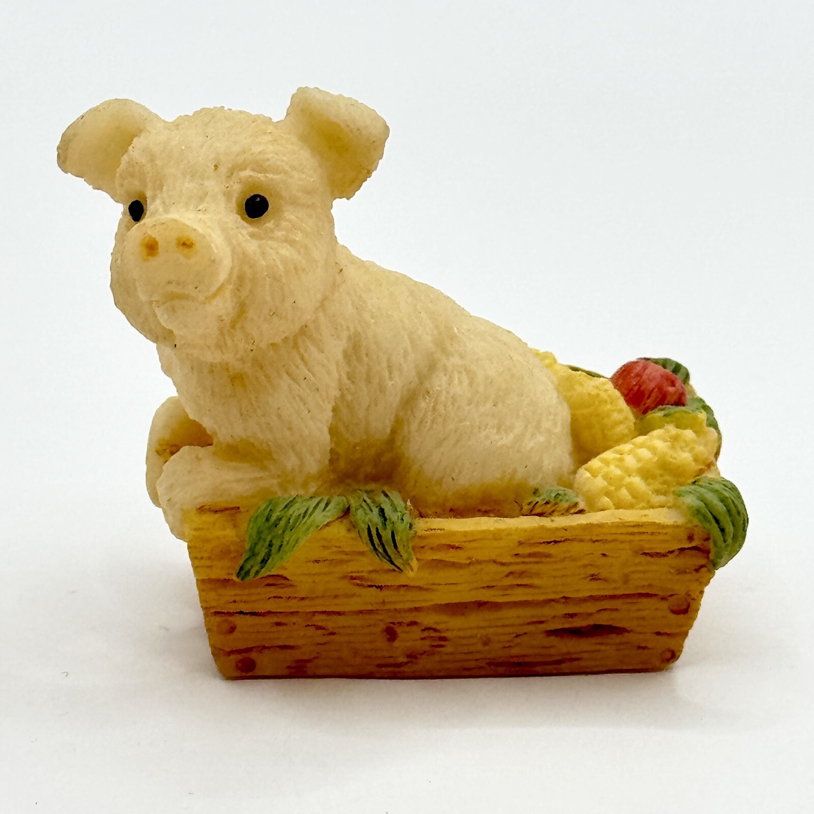 Miniature Pig in Trough w/ Veggie Scraps Polyresin 1-5/8 Long x 1-1/2 High Cute