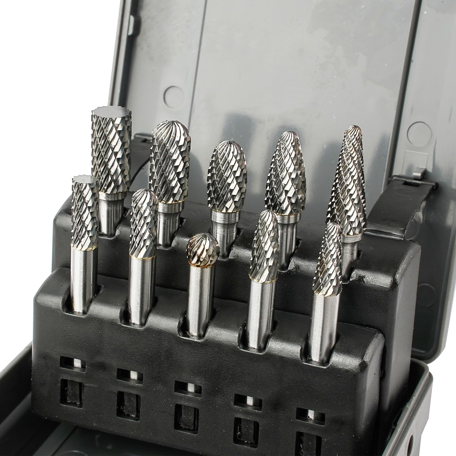 Carbide Burr Set 10 pcs, 1/4 inch Shank, Tungsten Carbide Rotary Files Bits, ...