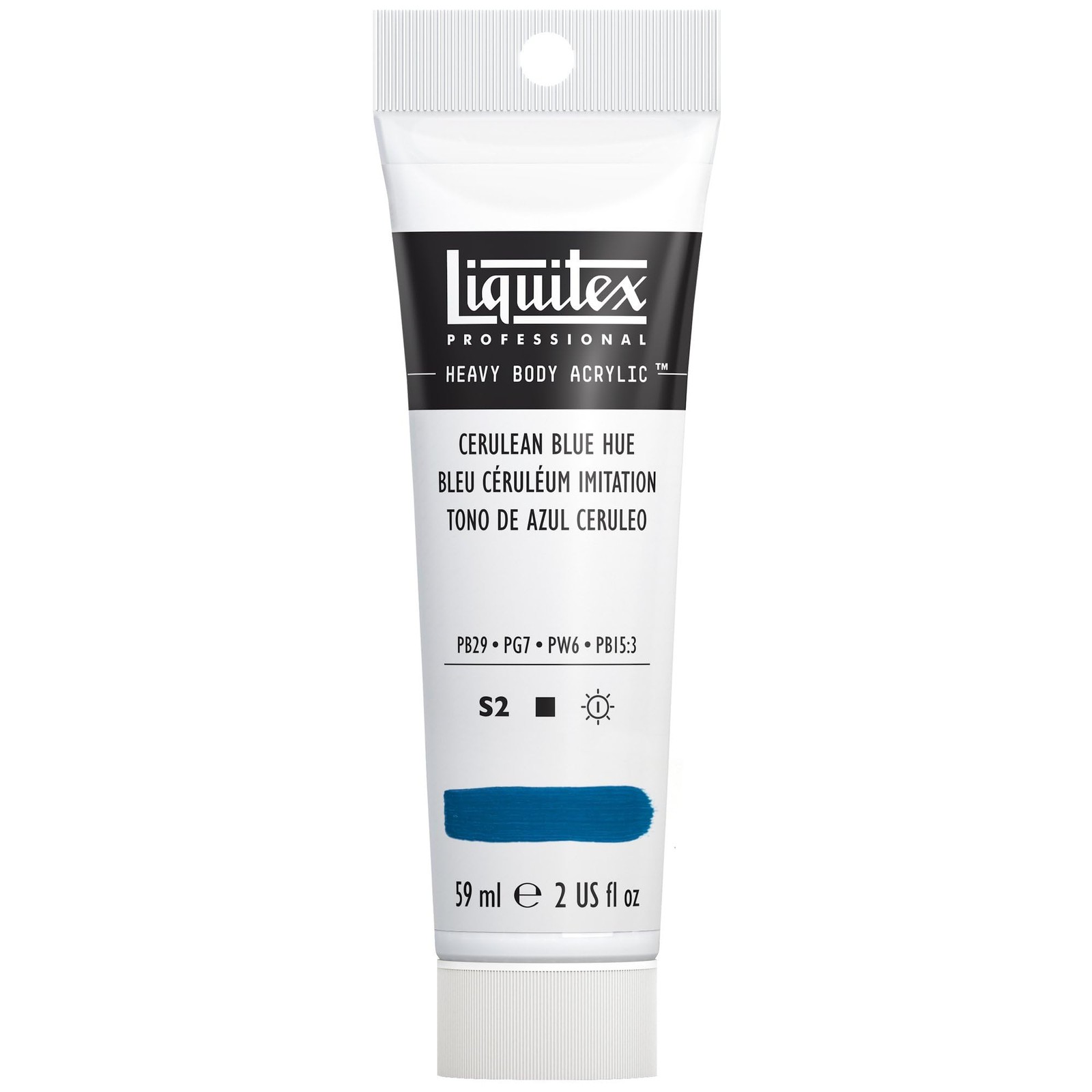 Professional Heavy Body Acrylic Paint, 2-oz 59ml Tube, Cerulean Blue Hue Color