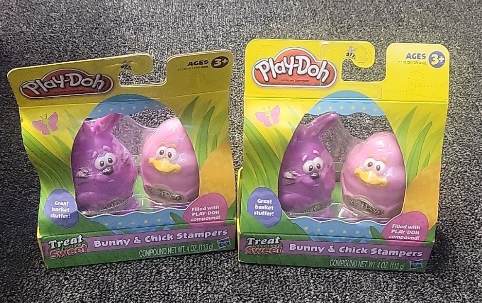 2 PACK EASTER - Hasbro Play-DOH Bunny and Chick STAMPERS Ages 3+ Pink & Purple