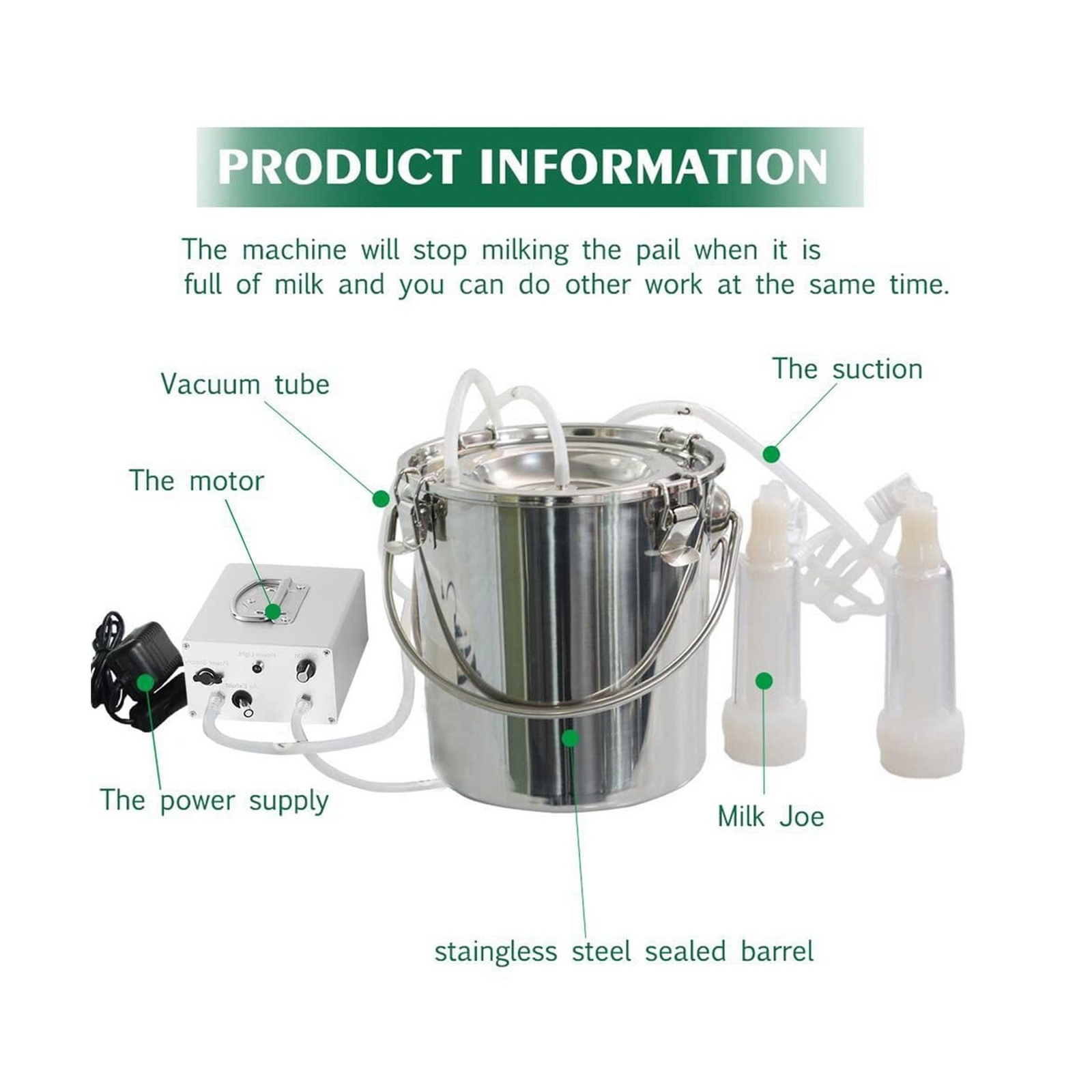 3L Goat Electric Milking Machine, Automatic Rechargeable Battery Powered Puls...