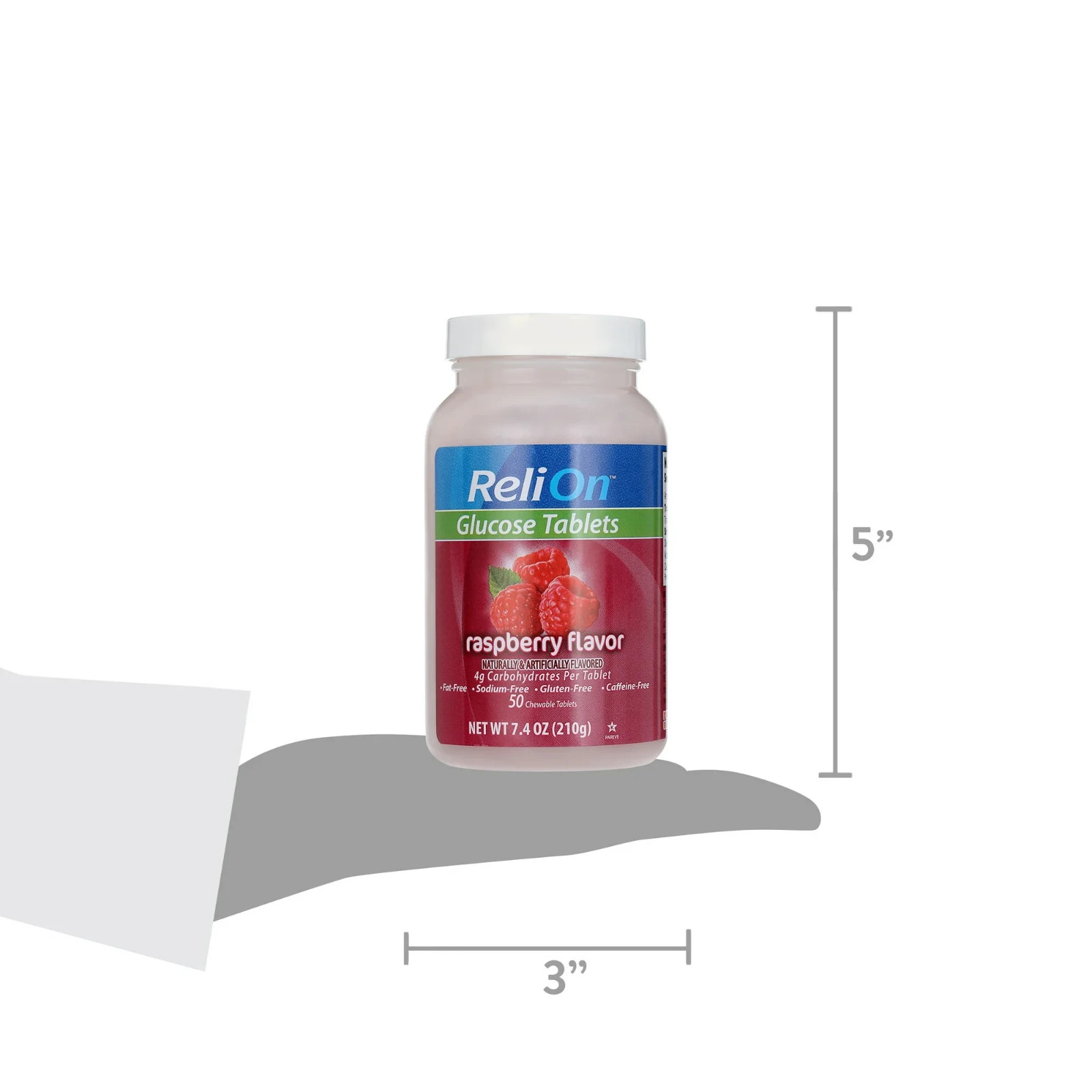 ReliOn Glucose Tablets, Raspberry Flavor, 50 Count