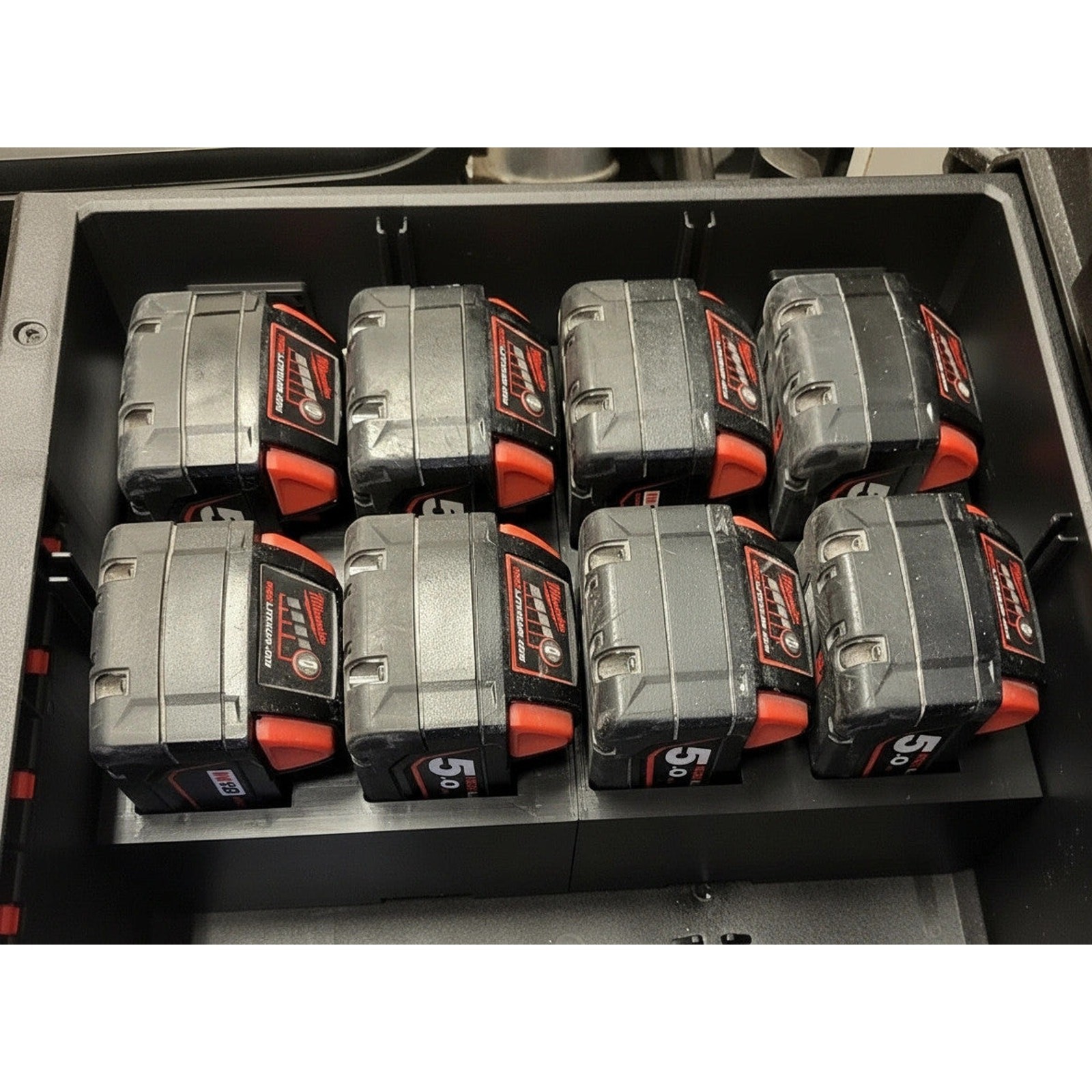 Milwaukee PACKOUT Drawer Insert – M18 Battery Holder (Holds 8 Batteries) (Insert