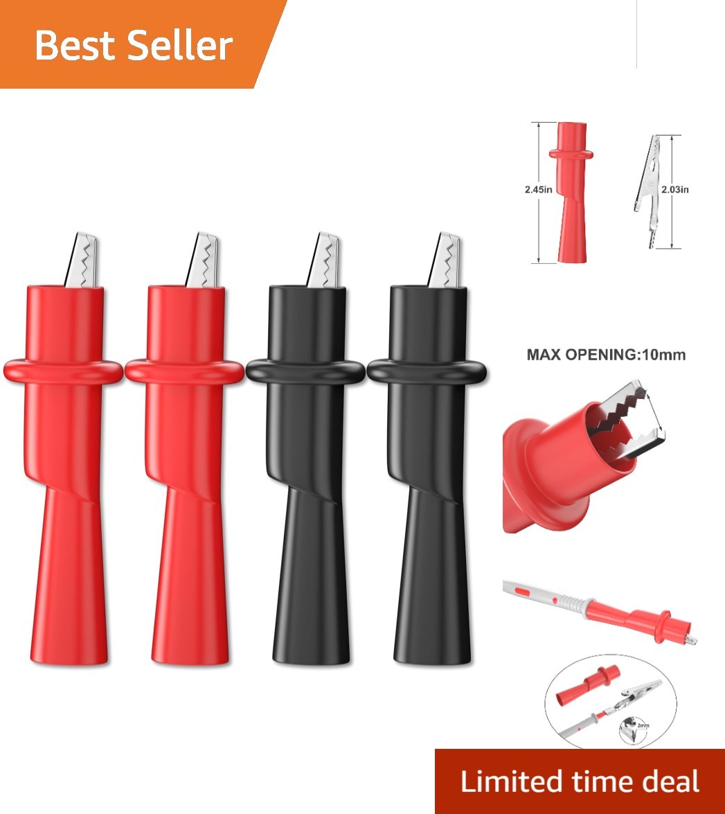 High-Quality 4PCS Alligator Clips with Insulated Shell - Safe Electrical Testing