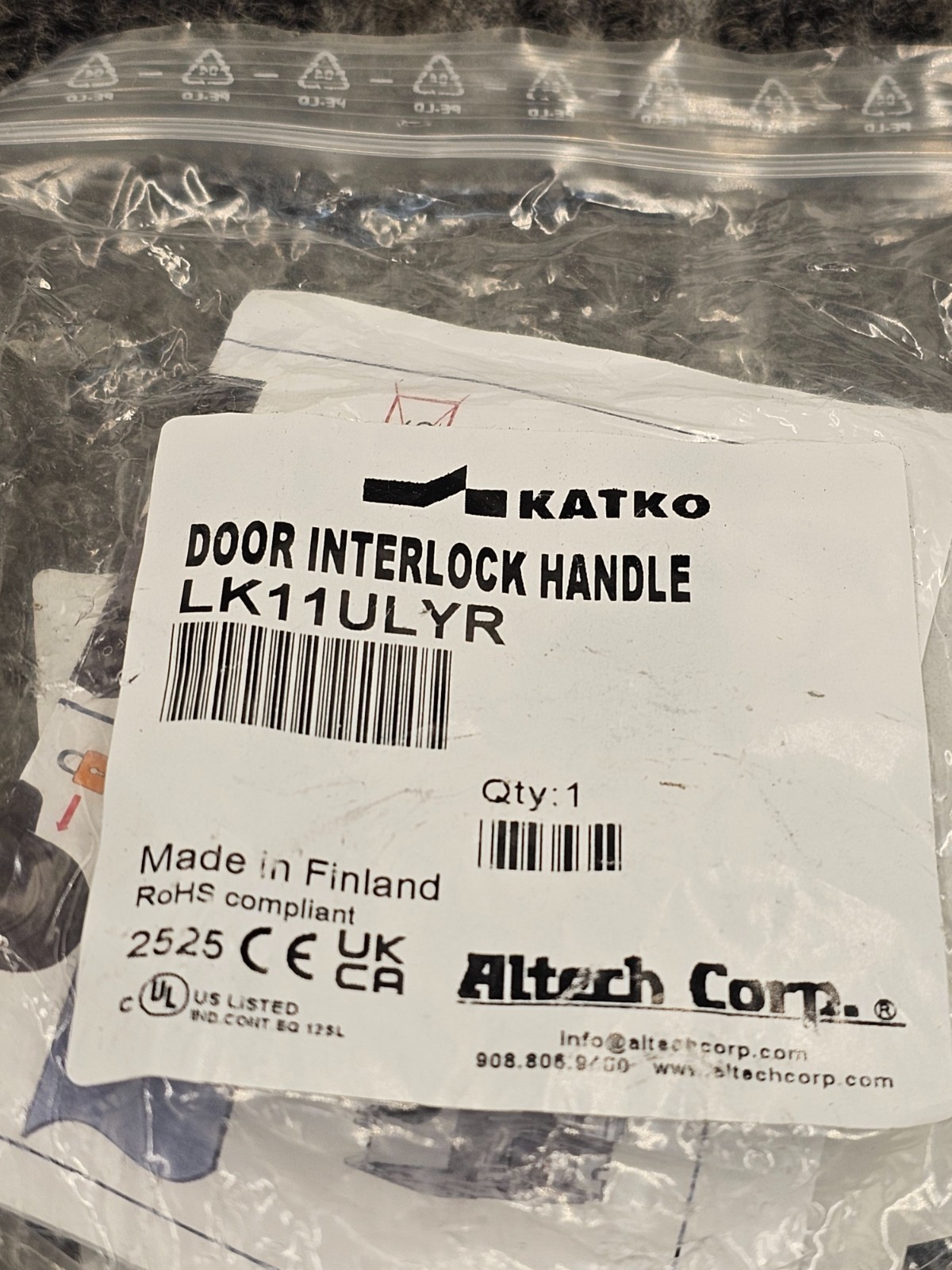 ALTECH CORP LK11ULYR: DOOR INTERLOCK HANDLE REPLACEMENT RED/YELLOW