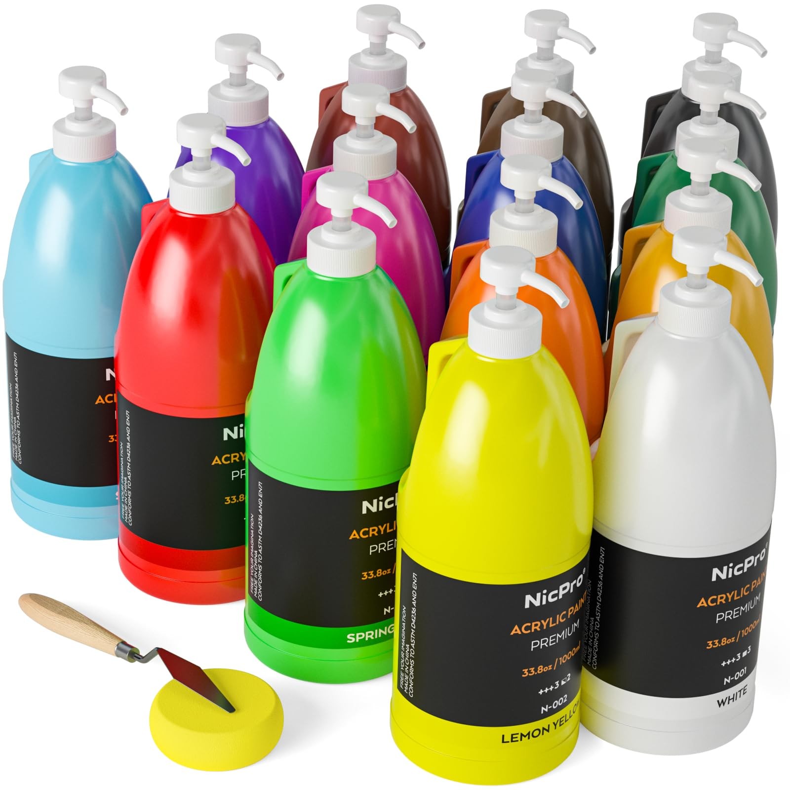 Nicpro 14 Colors Large Bulk Acrylic 33.8 Fl Oz (Pack of 14), 33.8oz 14colors
