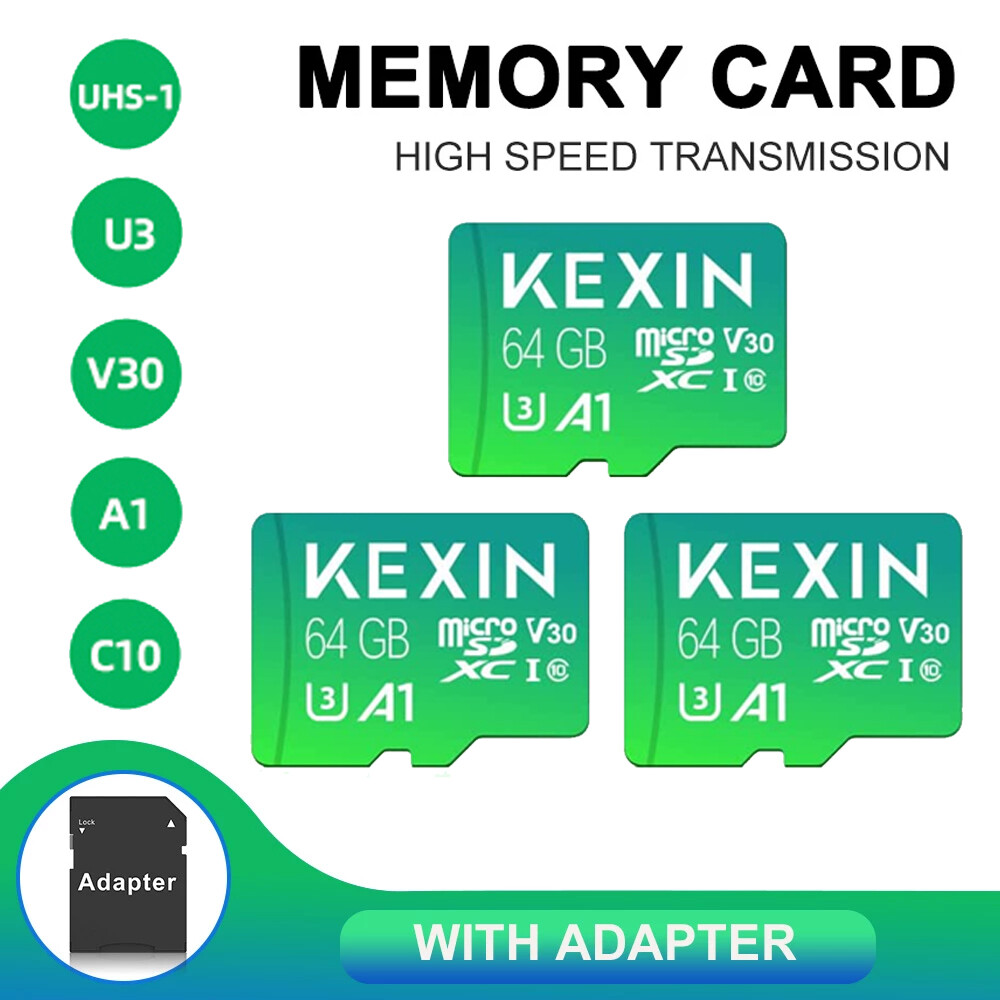 3 Pack 64GB Micro SD Card  U3 MicroSDXC UHS-I Class 10 Memory Card Flash TF Card