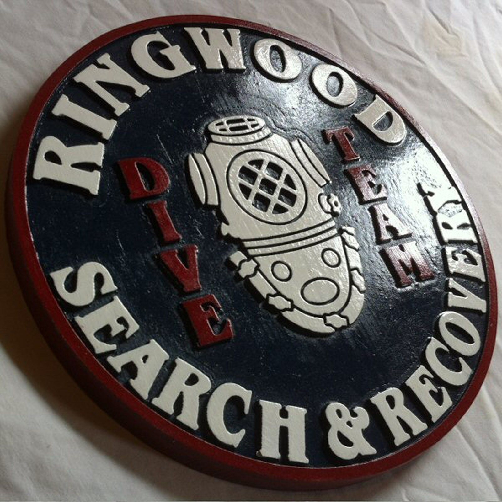 Ringwood Fire Department Search Dive Team Patch Sign 3D plaque Carved