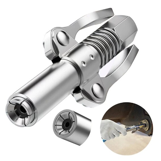 Grease Gun Coupler Double Handle High Pressure Quick Release Lock Oil Nozzles