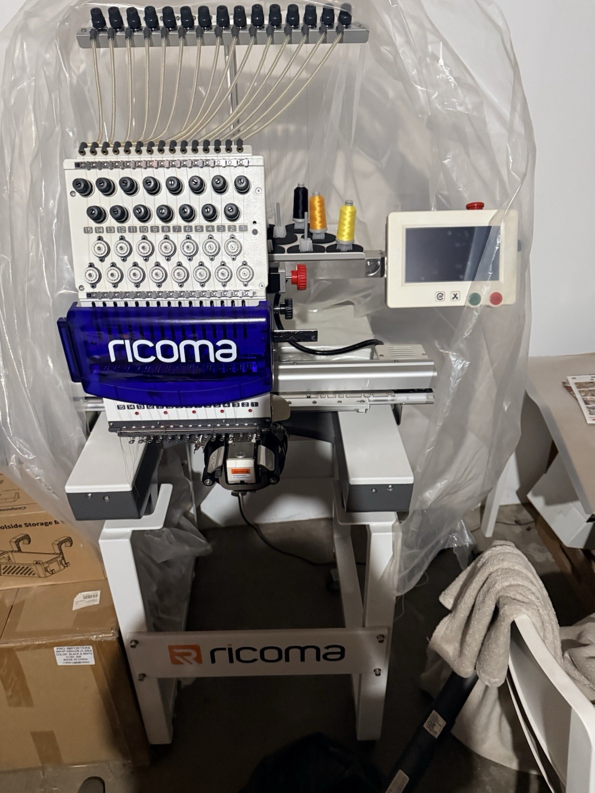 Ricoma Single Head 15-Needle Embroidery Machine Touchscreen Control