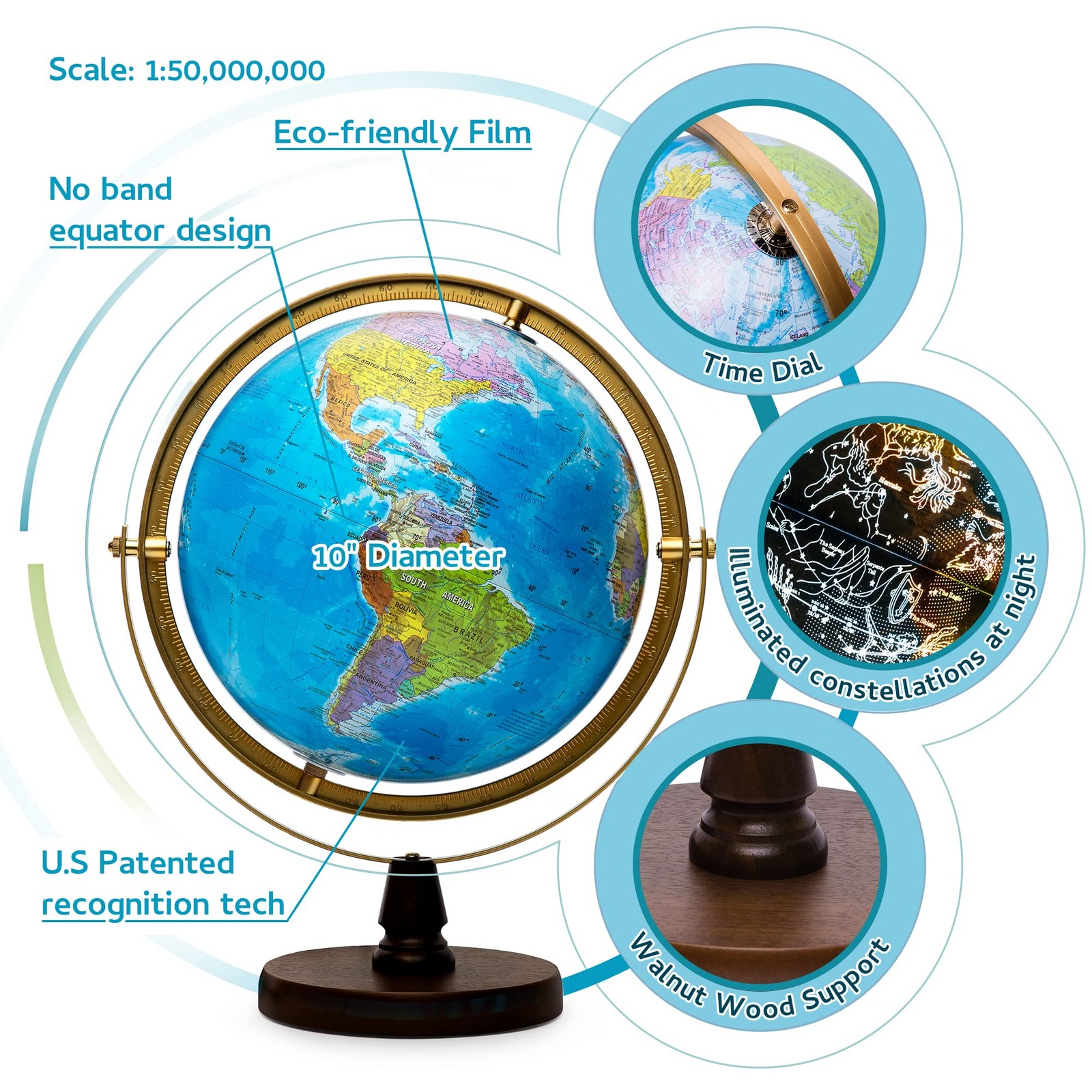 SJSMARTGLOBE with Interactive APP & LED Illuminated Constellations at Night, ...