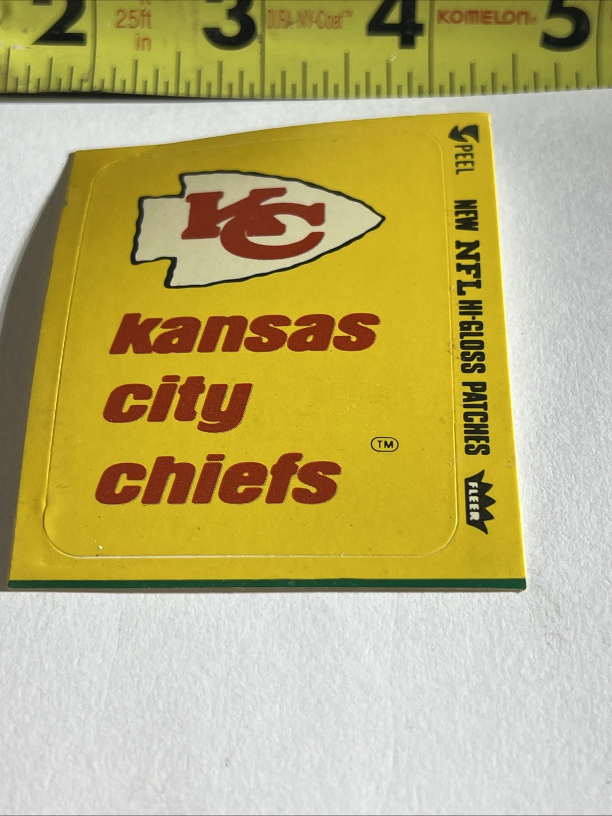 1970s Fleer NFL Hi-Gloss Patch Kansas City Chiefs Football Sticker