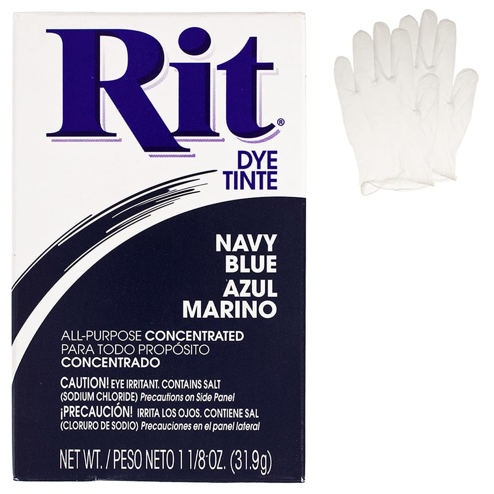 Navy Blue All Purpose Powder Dye 1 Pack for Fabric Projects with Gloves