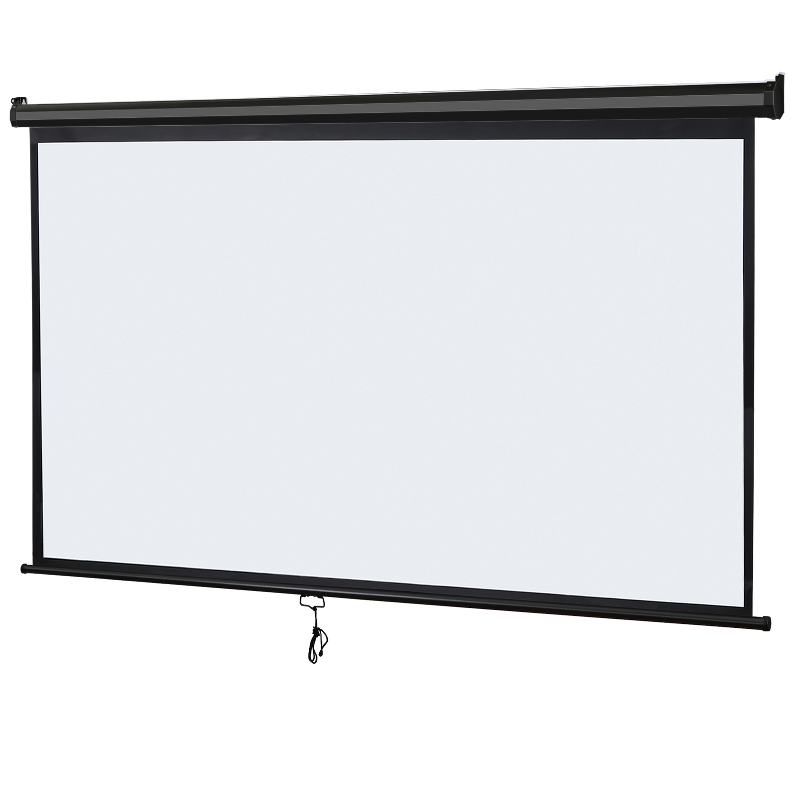 Outdoor Projector Screen Pull Down 80" 16:9 HD Ceiling Projection Screen Black