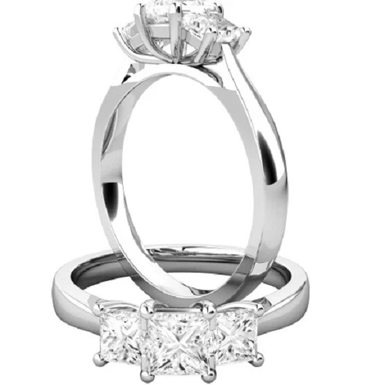 Princess Cut 1.25 Ct VVS1 Diamond Lab-Created Engagement Ring 14K White Gold FN
