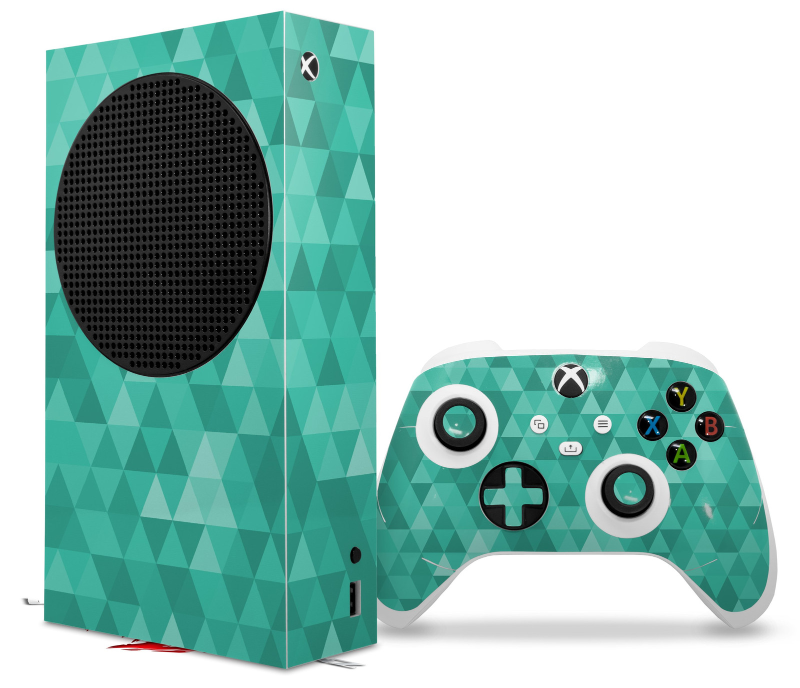 Skin Wrap for XBOX Series S Console Controller Triangle Mosaic Seafoam Green