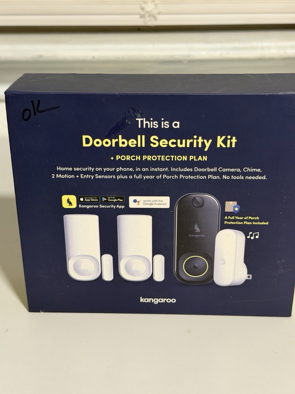 Roo Kangaroo Doorbell Security Kit  Doorbell Camera+ Motion Entry Sensors