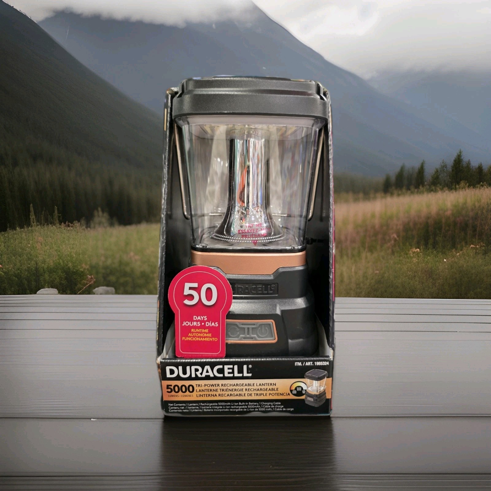 1 NEW Duracell TRI-POWER 5000 Lumens Rechargeable LED Lantern, Solar, USB-C