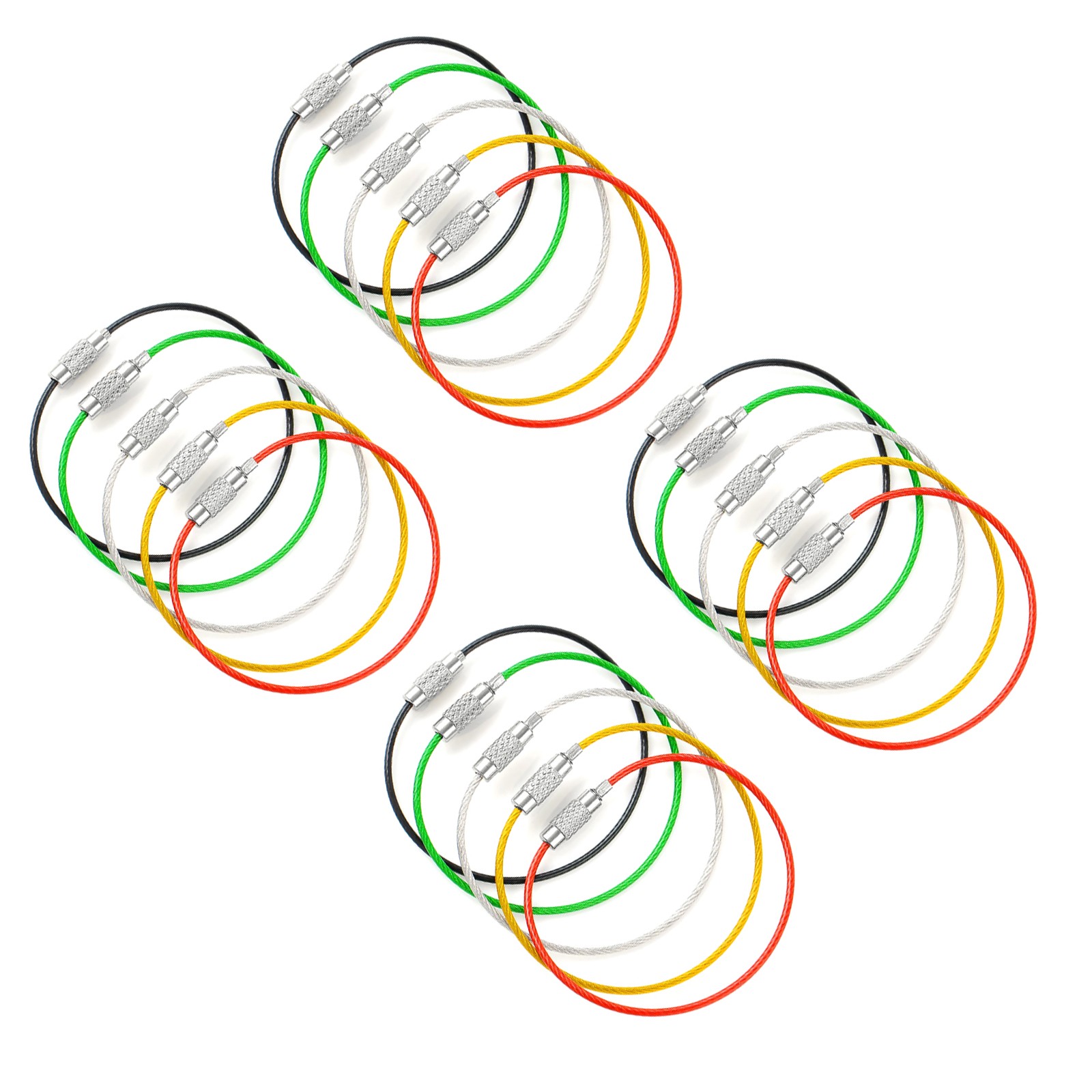 1.5mm Steel Screw Locking Wire Keychain Cable Rope Key Holder Keyring Chain Ring
