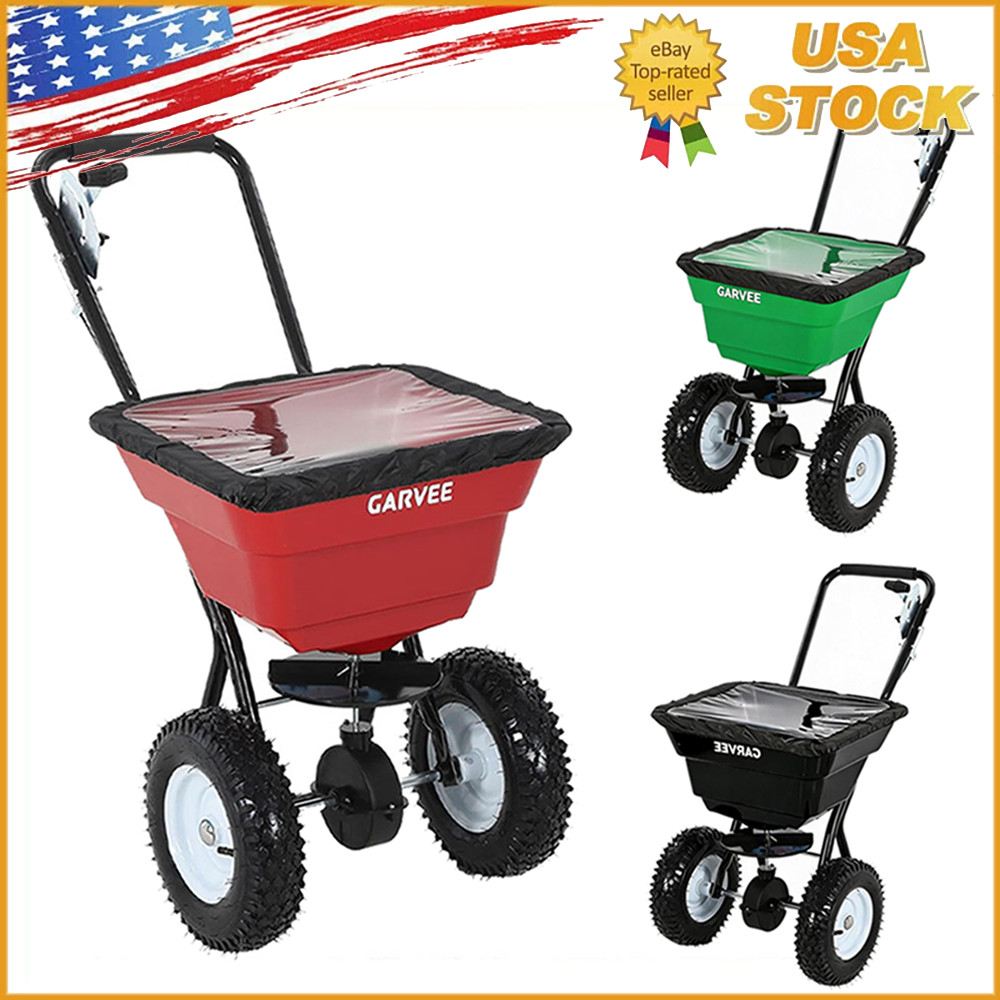80LBS Push Behind Broadcast Spreader Hopper for Fertilizer Seed Lawn Garden Yard