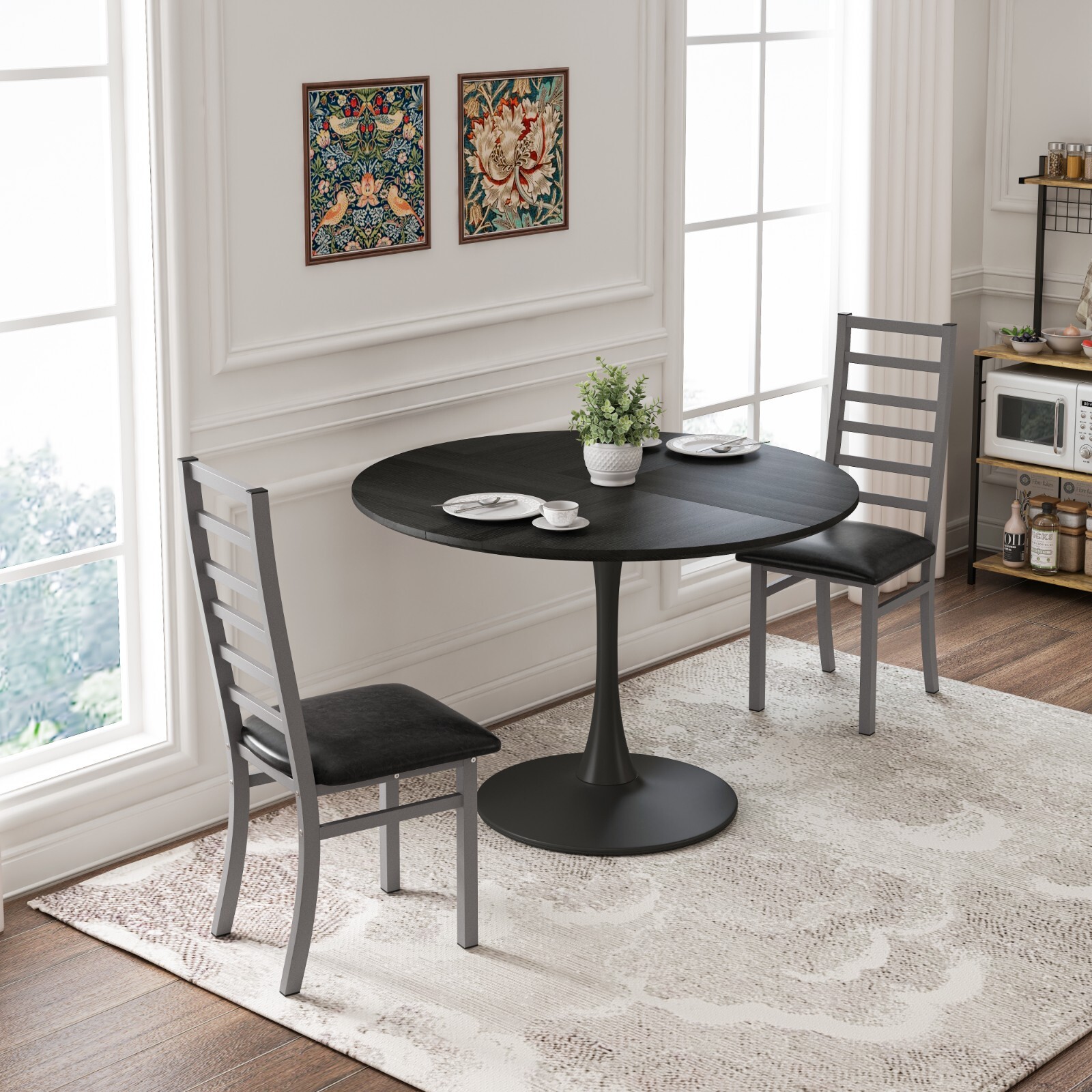 Metal Kitchen Dining Chairs Set of 2 Side Chair Dinner Restsurant Cafe Leather