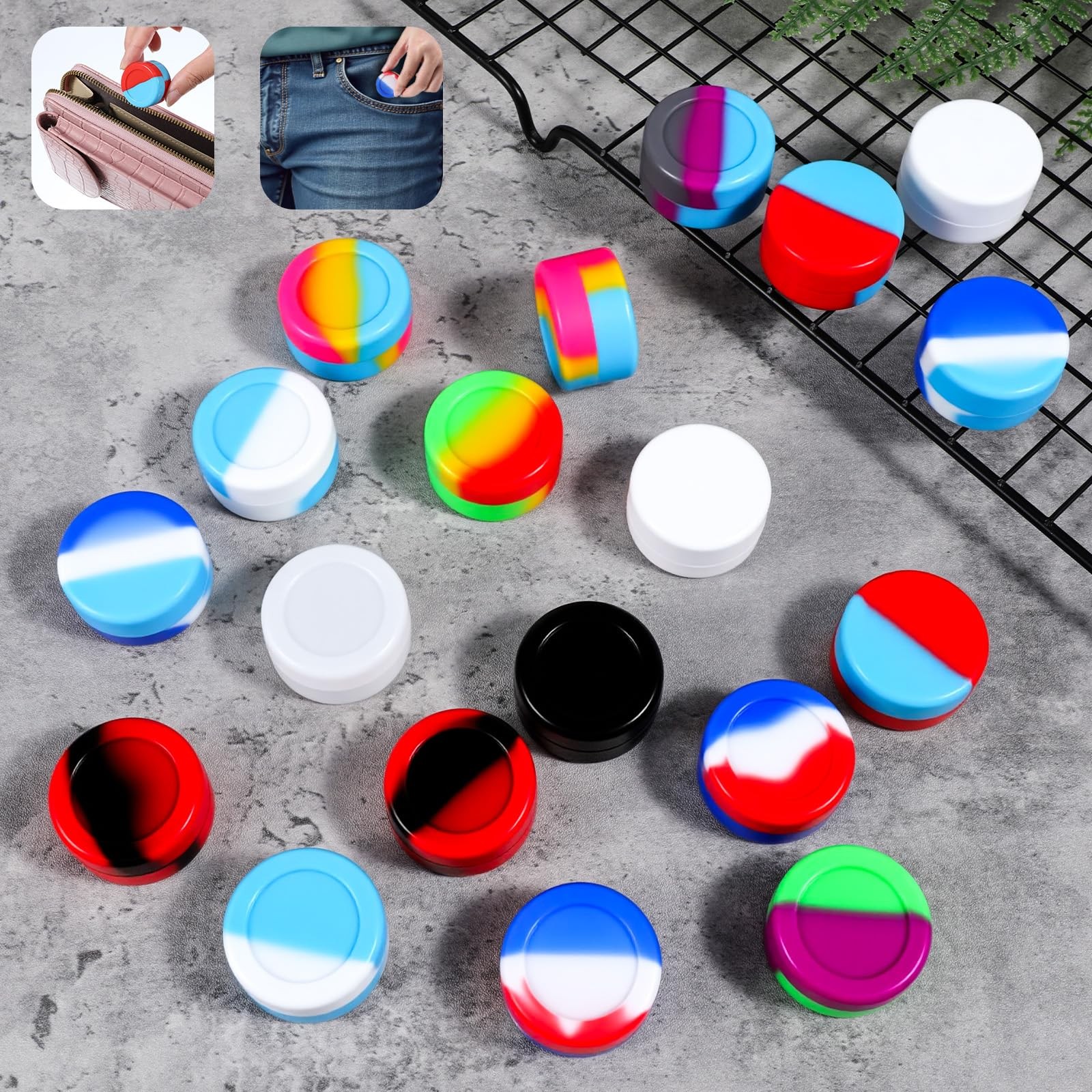 50ML Silicone Containers NonStick Multi Use Jars Assorted 50 PCS