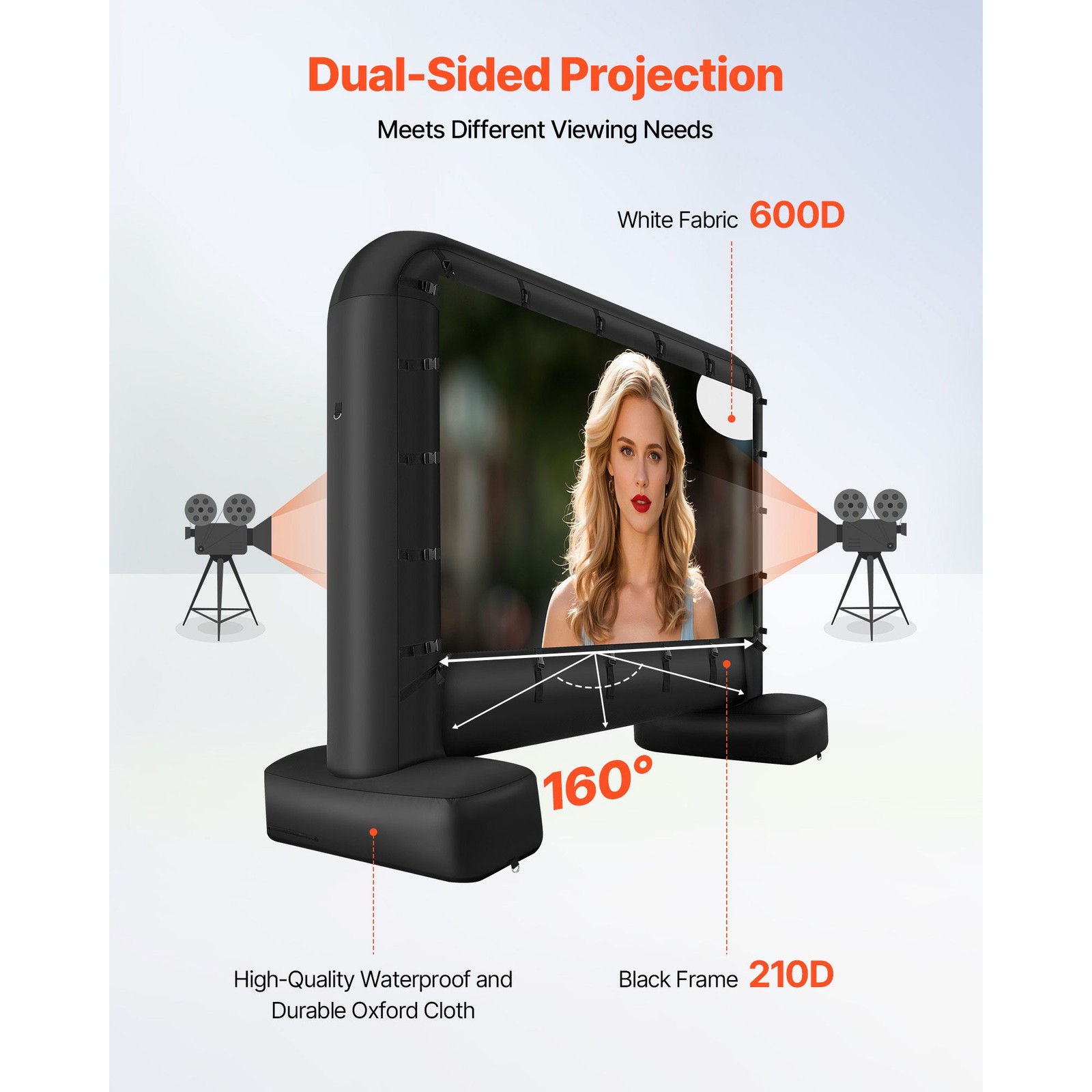 14ft Inflatable Movie Screen 16:9 600D Waterproof OxFor Ford Easy Setup