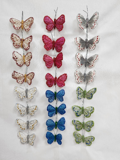 2 inch Feather Butterfly with Glitter for DIY Arts Crafts Projects