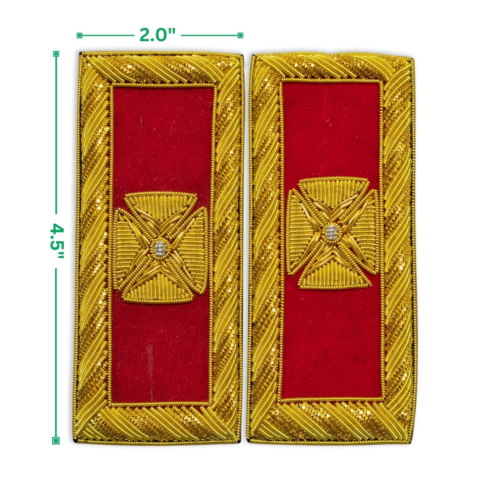 Masonic Knight Templar Grand Commander Shoulder Board – Hand EMB Red Large