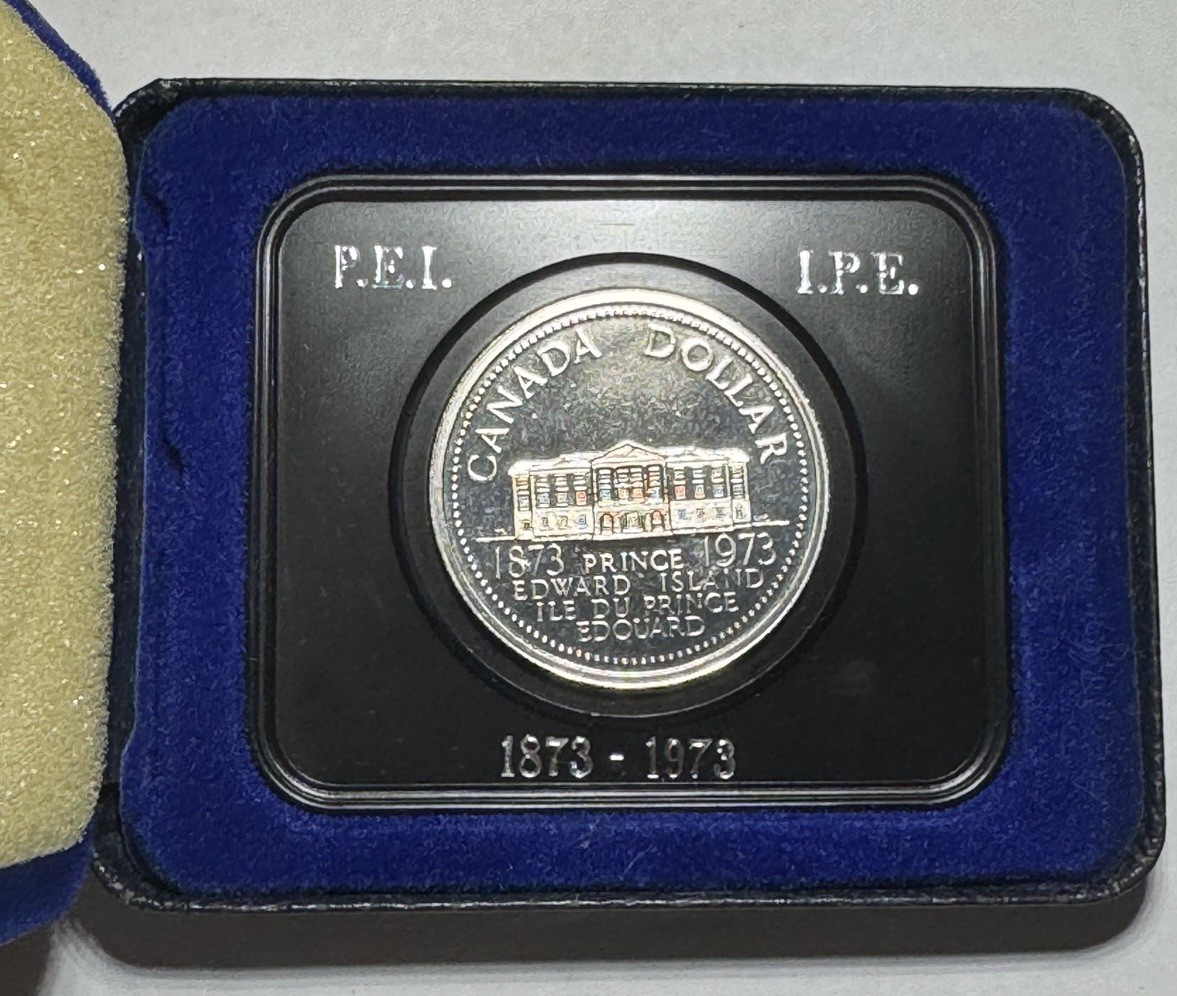 1973 Canadian "Prince Edward Island" Proof Like Centennial Dollar Coin in Case
