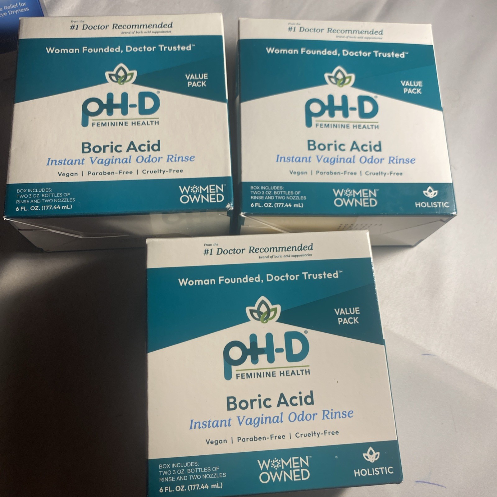 3pk  pH-D Feminine Health Boric Acid Instant Vaginal Odor Rinse 6 oz 01/27