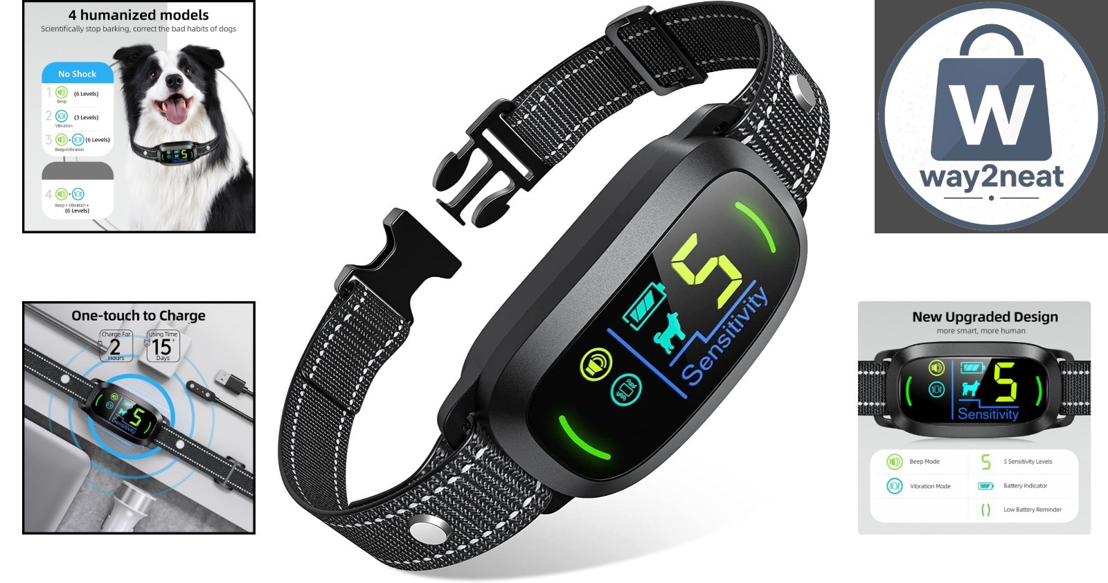 Waterproof Bark Collar for Medium to Large Dogs – Quick Charge & Safe