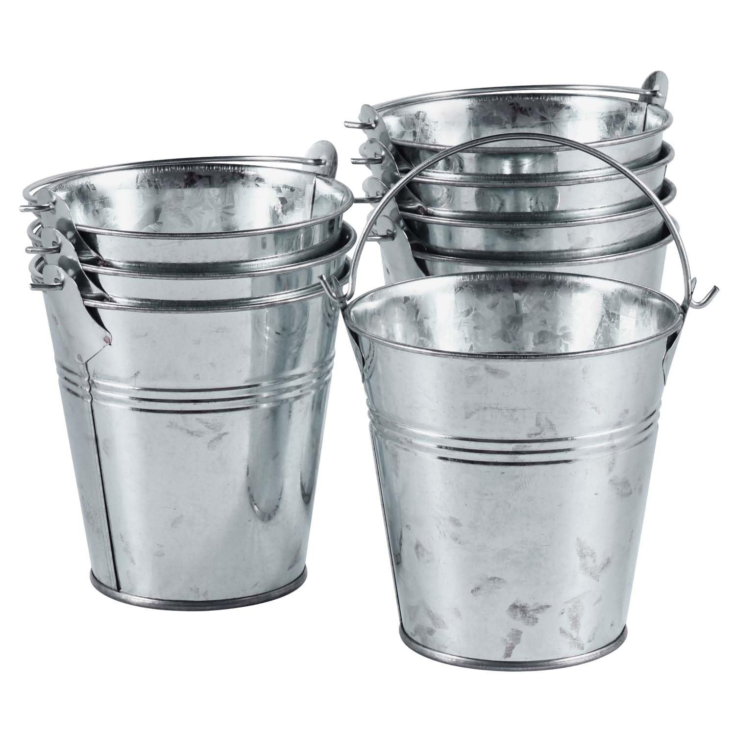 8 Pack Galvanized Metal Buckets with Handle Ice Pails for Plants, Succulents,...
