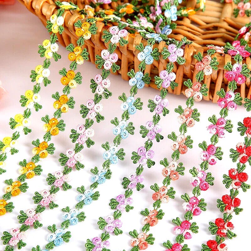 3/4"wide embroidered rose trim ribbon price per yard/select color