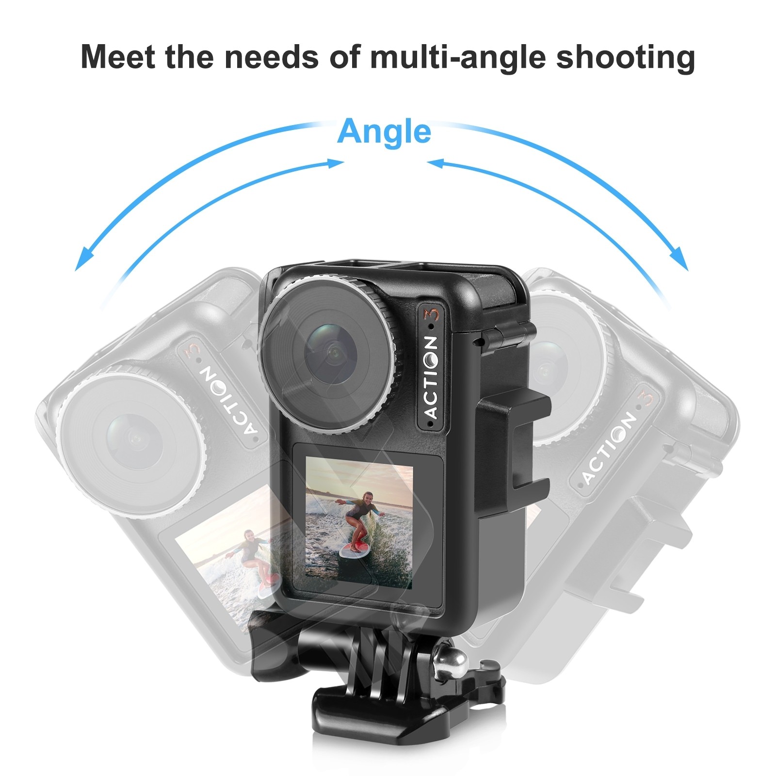 Protective Cover Bracket Base Mount w/ Cold Shoe For DJI Osmo Action 4/3 Camera