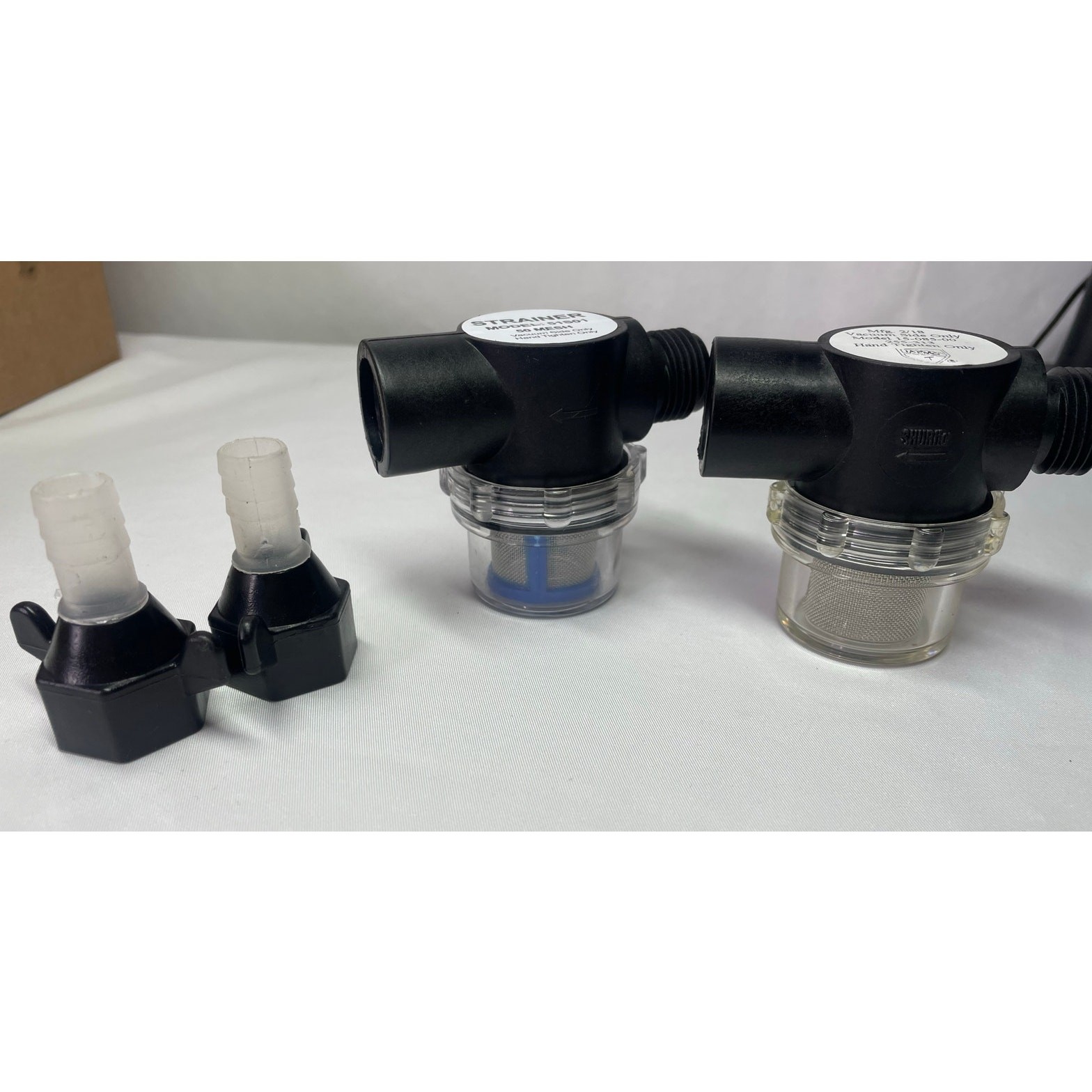 Combo: Shurflo 255-213 Inline Strainer + SEAFLO Filter + Shurflo Wingnut Adapter