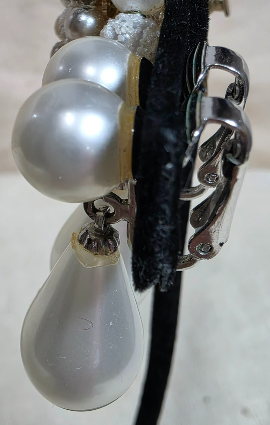 Vintage Clip-on Earrings Two Pair Faux Pearl Marked