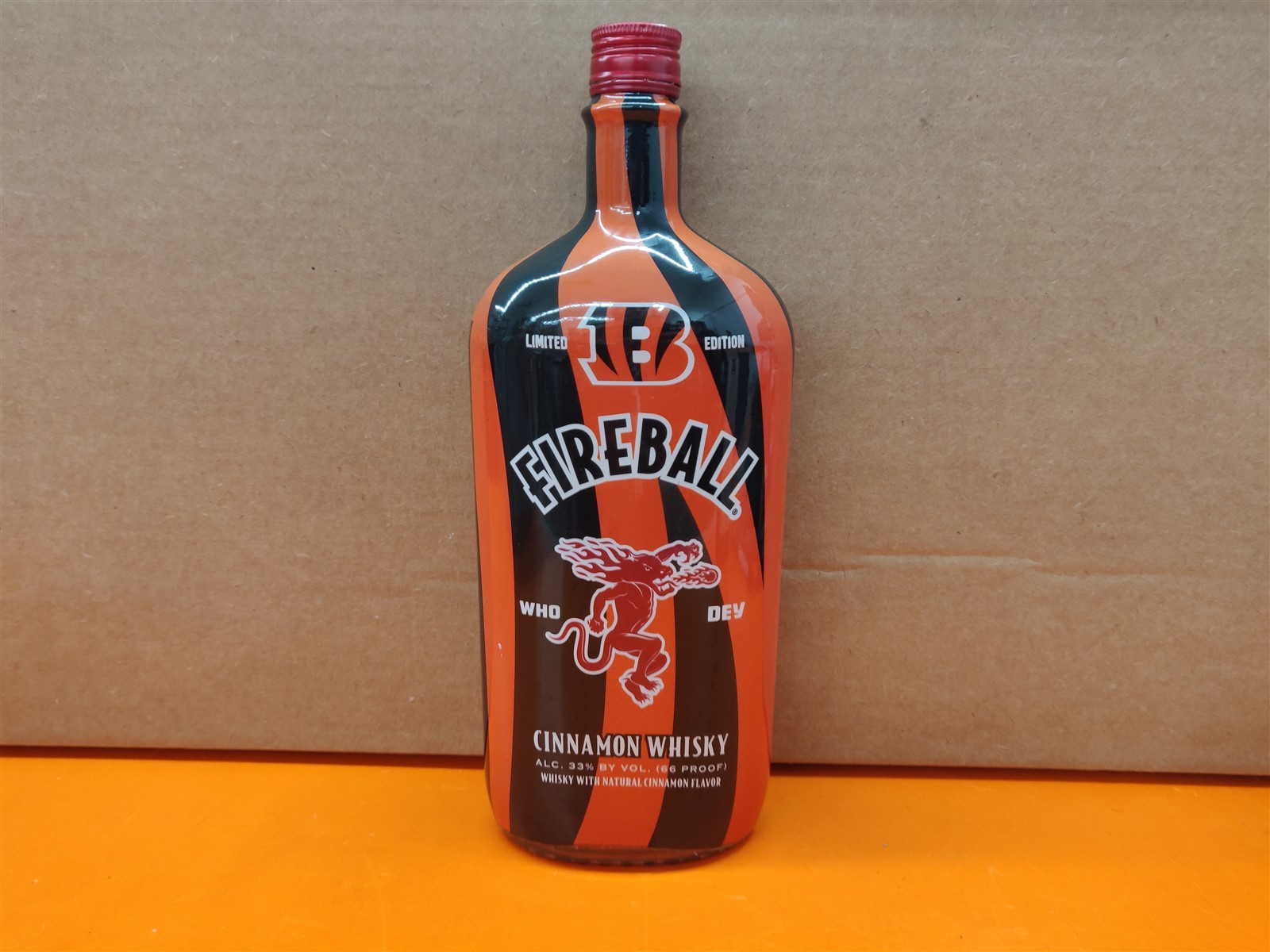 ⭐️⭐️⭐️⭐️⭐️ EMPTY 1L 'Who Dey' Lim Edition Fireball NFL Cincinnati Bengals Bottle