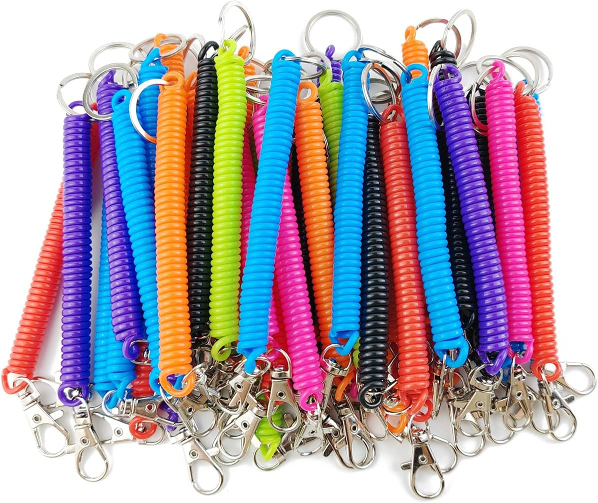 14PCS Spiral Retractable Spring Coil Keychain Theftproof Anti-Lost Stretch Cord