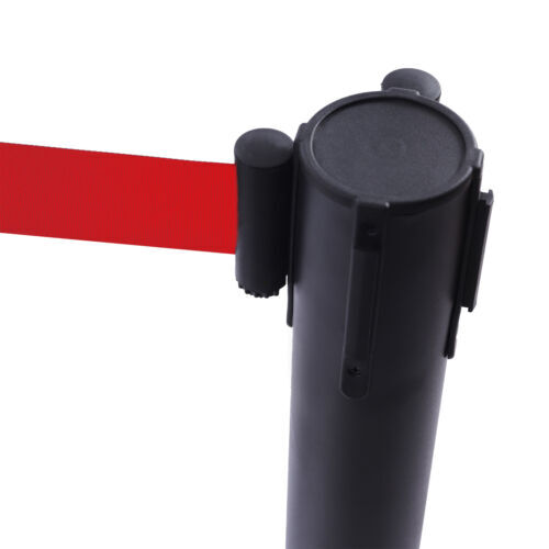 6PCS Black Stanchion Posts Queue Pole Retractable Belts Crowd Control Barrier